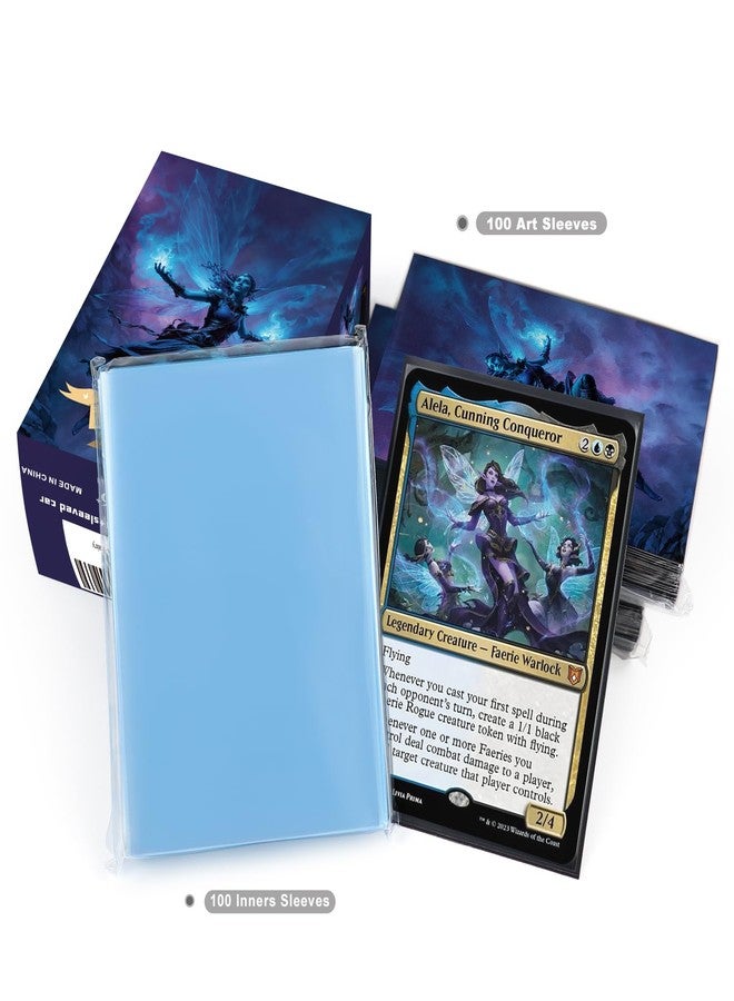 Katomula 100 MTG Card Sleeves with 100 Inner Sleeve, Textured Back Art Sleeves, Fit Standard Size Cards-Fairy Warlock - Image 5